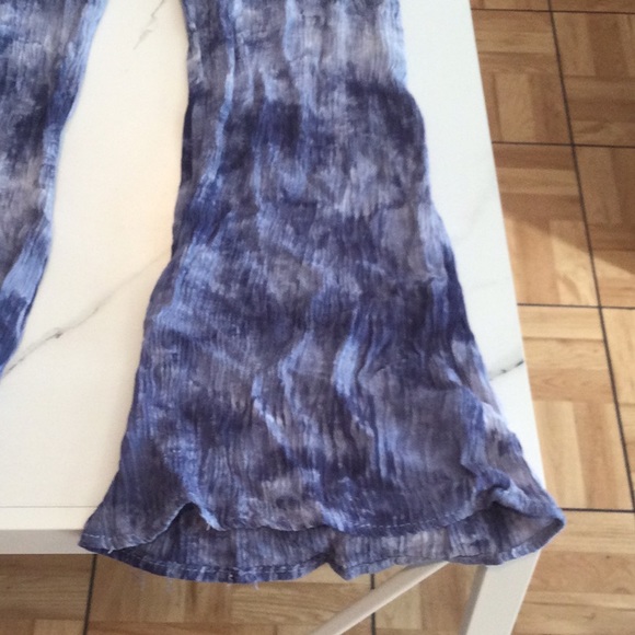 Blue tie dye flare pants, medium. - Picture 3 of 4